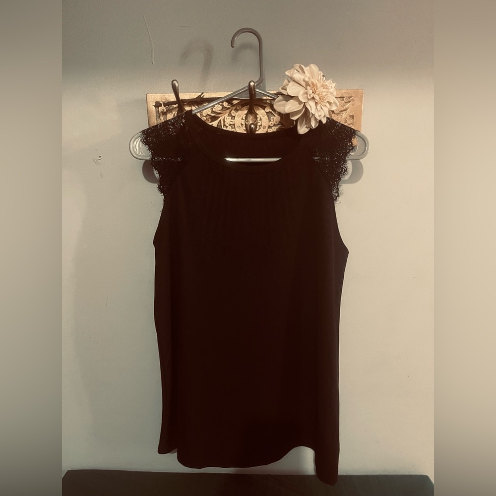 SHEIN Black Lace Sleeve Blouse